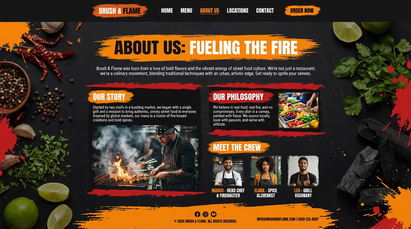 Brush & Flame About Page preview
